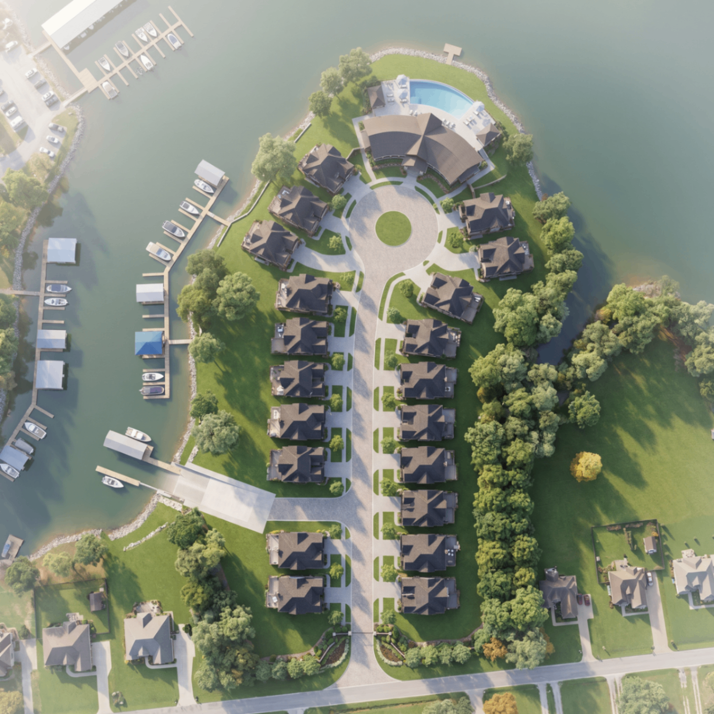 Aerial view of the 6.73-acre peninsula